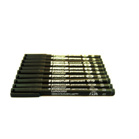 STAEDTLER Lot de 10 Marqueurs permanent "Lumocolor 313S" Pte Fine 0,4 mm Noir