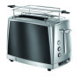 Russell Hobbs Grille Pain [Pour 2 Tranches] Luna Gris Inox (2 Fentes extra larges, 6 Niveaux de Brunissage rapide, Surélévation 