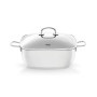 Fissler Secural Cocotte en Acier Inoxydable, Grande Cocotte Rectangulaire (6,5 l – Ø 28 cm) avec Revêtement, avec Couvercle en V