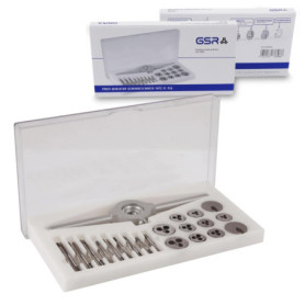 GSR PROFI Set de tarauds miniatures | 30 pièces | Métrique | Tarauds HSS-G M1-M2,5 | Filières métriques | Porte-filières | Bague