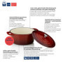Kela 11948 Cocotte en Fonte Emaillée Ronde, Diamètre 26 cm, 5 litres, Rouge Calido