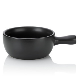 Kela 66575 Basel Caquelon à fondue à fromage Céramique Noir 31 x 22 x 9 cm 2 L