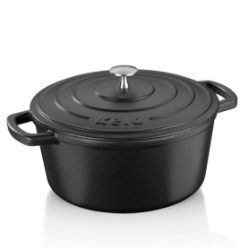kela 12472 Cocotte en Fonte émaillée Ronde avec Couvercle, Bonne Conservation de la Chaleur, Compatible avec induction, 5 L, Noi