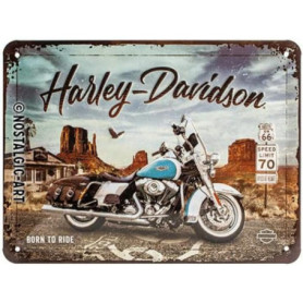 Nostalgic-Art Plaque Vintage, Harley-Davidson – Route 66 Road King – Idée de Cadeau pour Fans de Moto, en métal, Déco Design Ret
