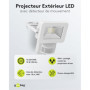 goobay 53878 Projecteur LED avec détecteur de mouvement – Projecteur LED de 10 W – Lumière blanc neutre 4000 K – 850 lm – Angle 