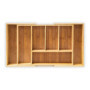 Relaxdays Plateau à couverts extensible HBT 5 x 48,5 x 28 cm, insert à couverts en bambou avec 5 à 7 compartiments comme organis
