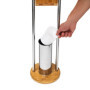 Relaxdays Ensemble porte brosse WC support porte rouleau papier toilette en bambou et inox brosse plastique distributeur papier 
