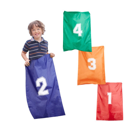 Relaxdays sauts enfants sac de pomme de terre jeu fête anniversaire set de 4 dès 3 ans, 10022477, Divers Coloris