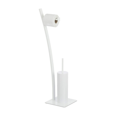 Relaxdays, blanc Ensemble brosse WC porte-papier toilettes serviteur salle de bain, HxlxP: 78 x 29 x 20 cm, acier, plastique, 1