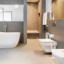 Relaxdays, blanc Ensemble brosse WC porte-papier toilettes serviteur salle de bain, HxlxP: 78 x 29 x 20 cm, acier, plastique, 1