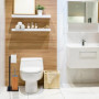 Relaxdays Brosse dérouleur Papier, Ensemble WC, Bambou & métal, Accessoire Toilette, 60x20x20 cm, Nature/Noir, 1 élément