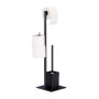 Relaxdays Brosse WC et dérouleur Papier avec Porte-Rouleaux de Rechange, Vertical, Salle de Bain, HLP 72x25x20 cm, Noir