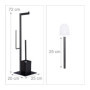 Relaxdays Brosse WC et dérouleur Papier avec Porte-Rouleaux de Rechange, Vertical, Salle de Bain, HLP 72x25x20 cm, Noir