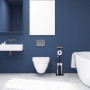 relaxdays Brosse WC et dérouleur Papier, Design Moderne, avec Support pour Portable, HLP 73 x 25 x 20 cm, Noir, Acier, 1 élément