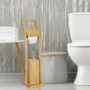 Relaxdays Ensemble WC, Bambou, Acier Inoxydable, Brosse WC et dérouleur Papier, Autonome, HLP 74 x 20 x 20 cm, Nature