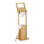 Relaxdays Ensemble WC, Bambou, Acier Inoxydable, Brosse WC et dérouleur Papier, Autonome, HLP 74 x 20 x 20 cm, Nature