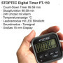 STOPTEC Minuteur numérique PT-110 - Compte à rebours - Chronomètre - Heure et alarme - Température - Sport et loisirs - Silencie