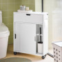 SoBuy Meuble de Rangement Salle de Bain, Armoire de Côté, Rangement Polyvalente, Meuble pour Papier Toilette, Porte Brosse WC, M