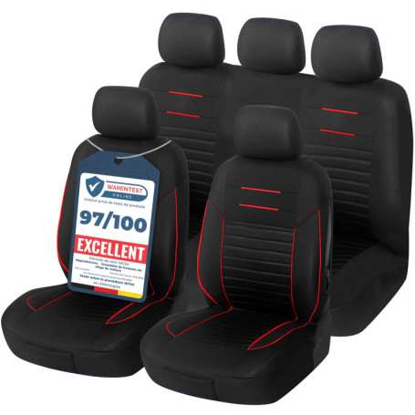 upgrade4cars Housse de Siege Voiture Universelle Noir Rouge | Ensemble de Housses Siège Auto Universel | Couvre Sieges pour Avan