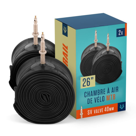 Alphatrail VTT Chambre à Air Vélo Rick 26 Pouces SV Presta Valve 2X Ensembles avec Mobilité Garantie I Compatible Pneu Vélo Comp