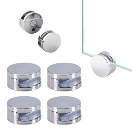 Euro Tische 4x support de montage de miroir chromé - entretoise pour le verre, le verre acrylique, les photos ou le miroir
