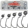 Paradox Fishing Lot de 24 hameçons Offset de qualité supérieure (5 g/7 g/10 g/ 12g 14 g) - 5 ou 4 pièces avec 1- Hameçons Offset