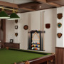Support de Queue de Billard, Support Mural de Baton de Billard avec Support de Rangement, Bois Massif, Support de Billard 6 Trou