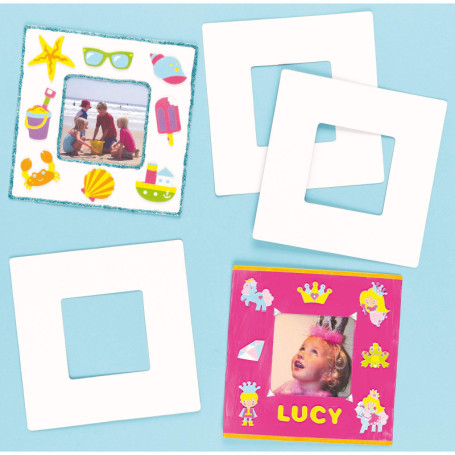 Baker Ross Lot de 10 Cadres en Carton à Personnaliser pour Enfants - Idéal à Offrir comme Cadeau, ET450, Blanc, 17cm x 17cm