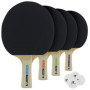 Cornilleau Set de 4 Raquettes de Ping-Pong et 4 Balles pour Table de Ping Pong - Vitesse Modérée, Rotation Standard, Précision e