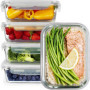 GOOD FOR YOU Boîtes-repas en verre [lot de 5] - récipients avec fermeture à clic - conteneurs de nourriture étanches - boîtes de