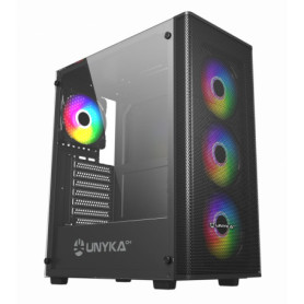 UNYKAch Mir 100 Caja ATX Gaming Cristal Templado Lateral y 4 Ventiladores ARGB Negra
