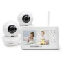 Babysense Moniteur Vidéo pour Bébé, Babyphone avec Écran Divisé 4,3“ et 2 Caméras, Veilleuse Réglable, Conversation Audio Bidire