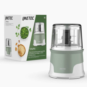 Imetec Tritapiù Hachoir Électrique, 4 Lames en Acier Inoxydable, Grand Récipient 600 ml, 18000 tr / min, Fonctionnement sous Pre