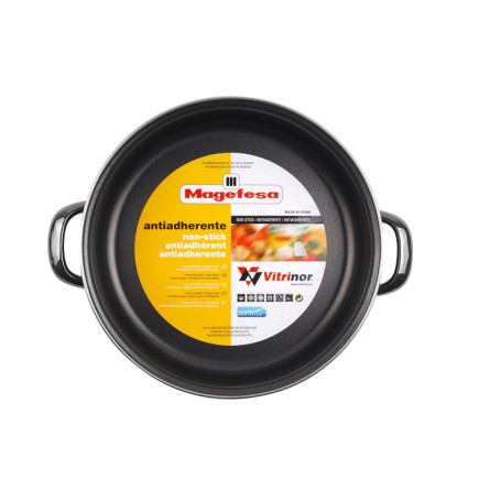 Megafesa Glass - Faitout Bas, diamètre 28 cm, Noir Cristal