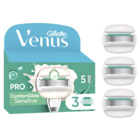 Gillette Venus Lot De 3 Recharges De Rasoir Pour Femmes Pro ComfortGlide Pour Peaux Sensibles, AUTHENTIQUES, Cartouche A 5 Lames