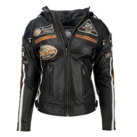 Urban Leather 58 Veste de Moto avec Protections - Femme - Noir - S/38