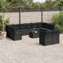 vidaXL Salon de Jardin avec Coussins 13 pcs, Canapés de Terrasse, Ensemble de Meubles d'Extérieur Patio, Moderne, Noir Résine Tr