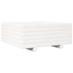 vidaXL Jardinière Blanc 60x60x26,5 cm Bois de pin Massif, jardinière d'extérieur, bac à Fleurs, boîte à Plantes, jardinière de t