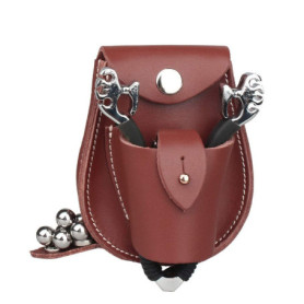 Gexgune Chasse Catapulte Cui, Marron Slingshot Ammo Balles Sac Pouch Case pour Forte Catapulte De Pêche Puissante(Munitions et L