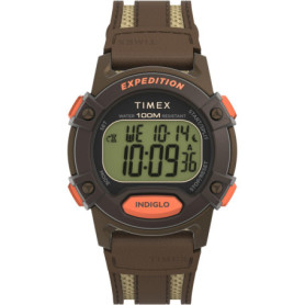 Timex Montre pour Homme Expedition CAT5 41 mm -Bracelet en Cuir Marron, Cadran Digital, boitier Marron TW4B30400