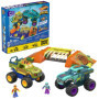 Mega Hot Wheels Monster Trucks Tremplin Osseux Chocs et Fracas Coffret de Construction Contenant 332 pièces et 2 Mini-Figurines 