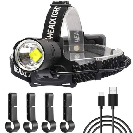 WholeFire Lampe Frontale LED Super Brillante 20000 Lumens, 3 Modes IP65 Lampe Frontale LED USB Rechargeables pour Camping, équit