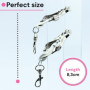 Pince Teton Sexuelle bdsm Jouet Intime Longueur 8.3cm en Métal couleur Argent Jouet Sexuel accessoire bdsm avec Mousquetons Sex 