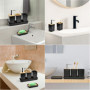 ADERTOS 5 Pièces Ensemble d'Accessoires de Salle de Bain Accessoire pour Salle de Bain en Bambou avec Bouteilles de Lotion, Port