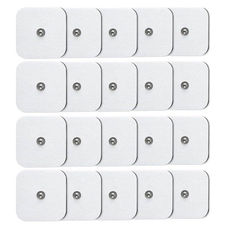 QUEAMBLER 20 Pièces électrodes pour Les électrostimulateurs Réutilisables Snap électrodes pour électrostimulation Musculaire TEN