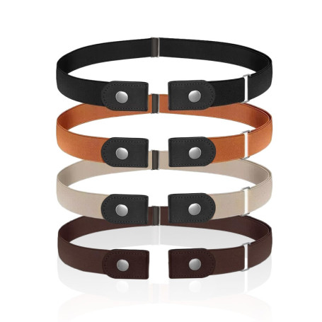 NEUSID Lot de 4 ceintures sans boucle, élastique, pour enfants, garçons, filles, réglables, sans boucle, invisibles, avec cuir, 