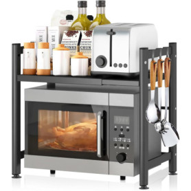 JAMATA Support de four à micro-ondes,2 Niveaux Support de Four à Micro-Ondes Extensible,Etagere Rangement Cuisine Four à Micro O