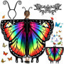 MOYKSRR Papillon Ailes pour Enfants, Cape Papillon avec Masque Papillon Bandeau, Papillon Enfant Ailes, Cape Papillon Déguisemen