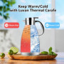 Luvan 1,8L Thermos,Pichet Isotherme Acier Inoxydable Cafetière Isolante 12h Chaud et 24h Froid Double Paroi Isolée sous Vide The