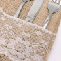 Leeyunbee Lot de 24 sacs à Couverts en Toile de Jute avec Dentelle, Porte-ustensiles en Toile de Jute en Dentelle, Vintage Decor